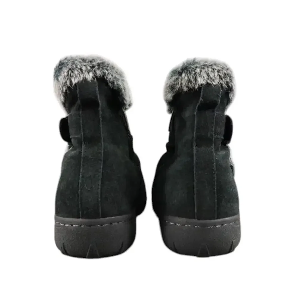 Khombu Shoes Womens 8 Bootie Winter Leather Faux Fur All Weather Lindsey Buckle